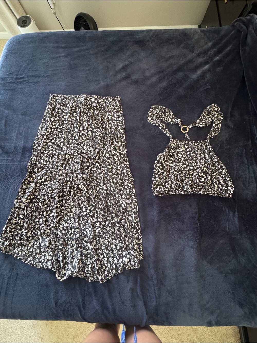 Black Floral Two-Piece Set